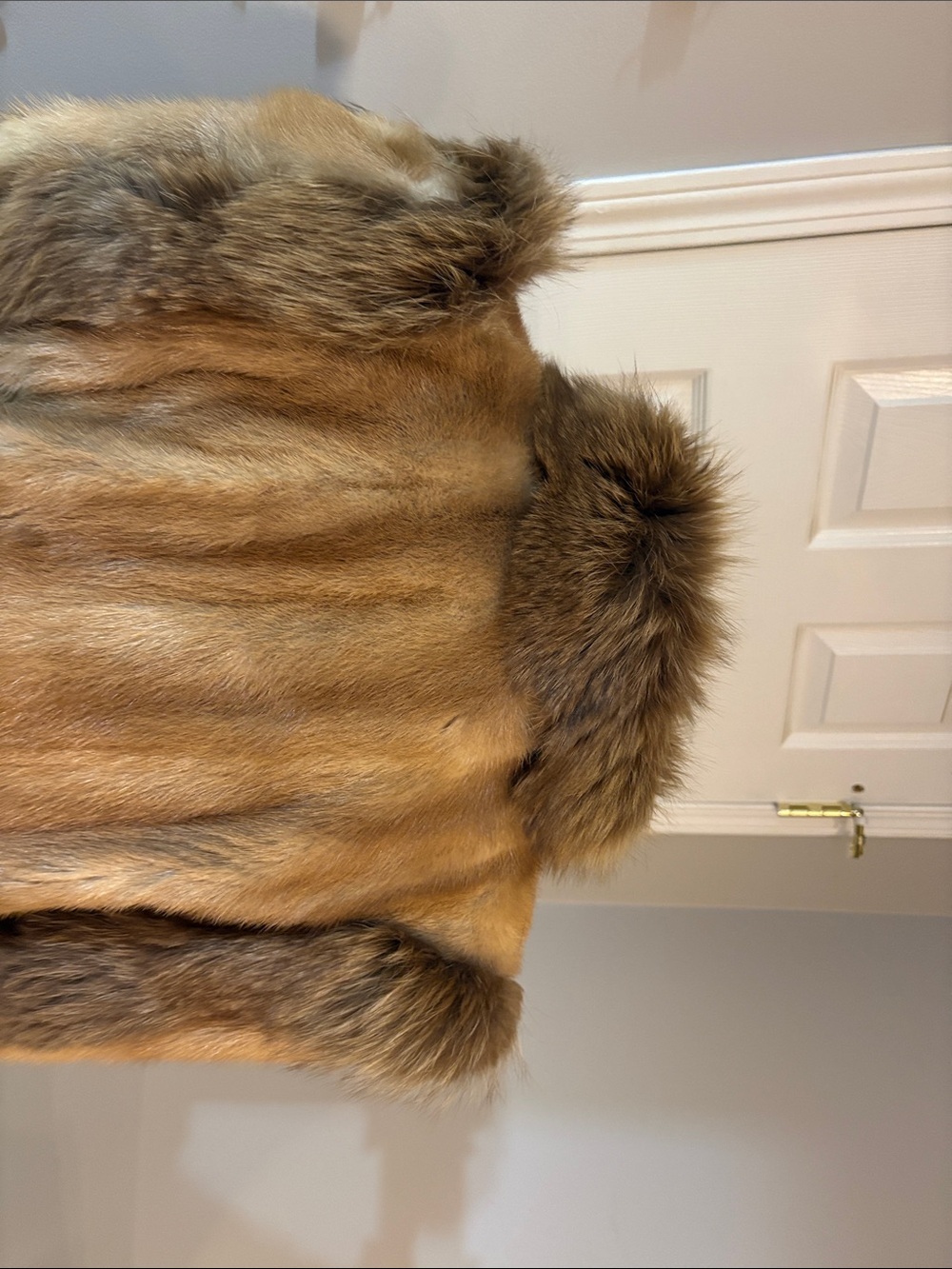 Luxury Women's Fur Coat - Tan/Brown mink and fox trim. 2B - Picture 11 of 16